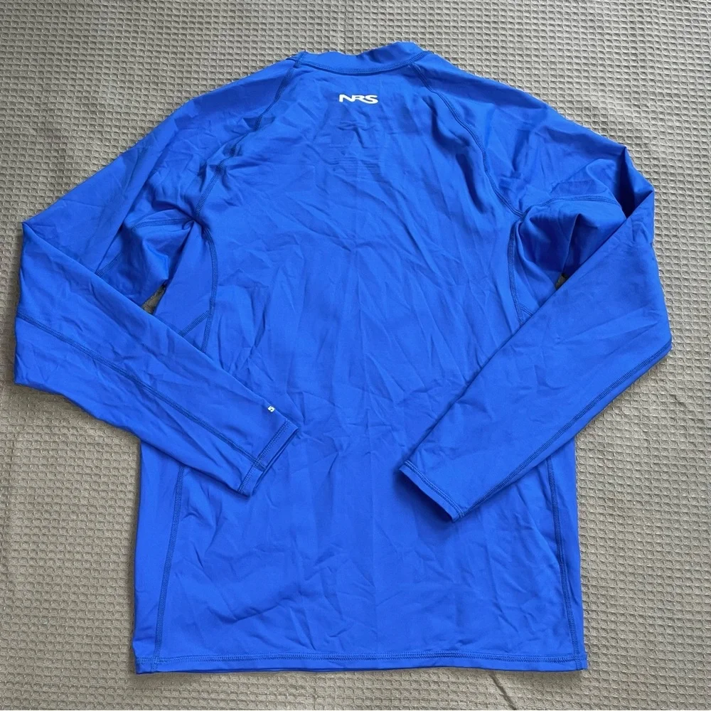 NRS HydroSilk Long Sleeve Rash Guard Swim Shirt Large Men’s Blue Fitted UPF